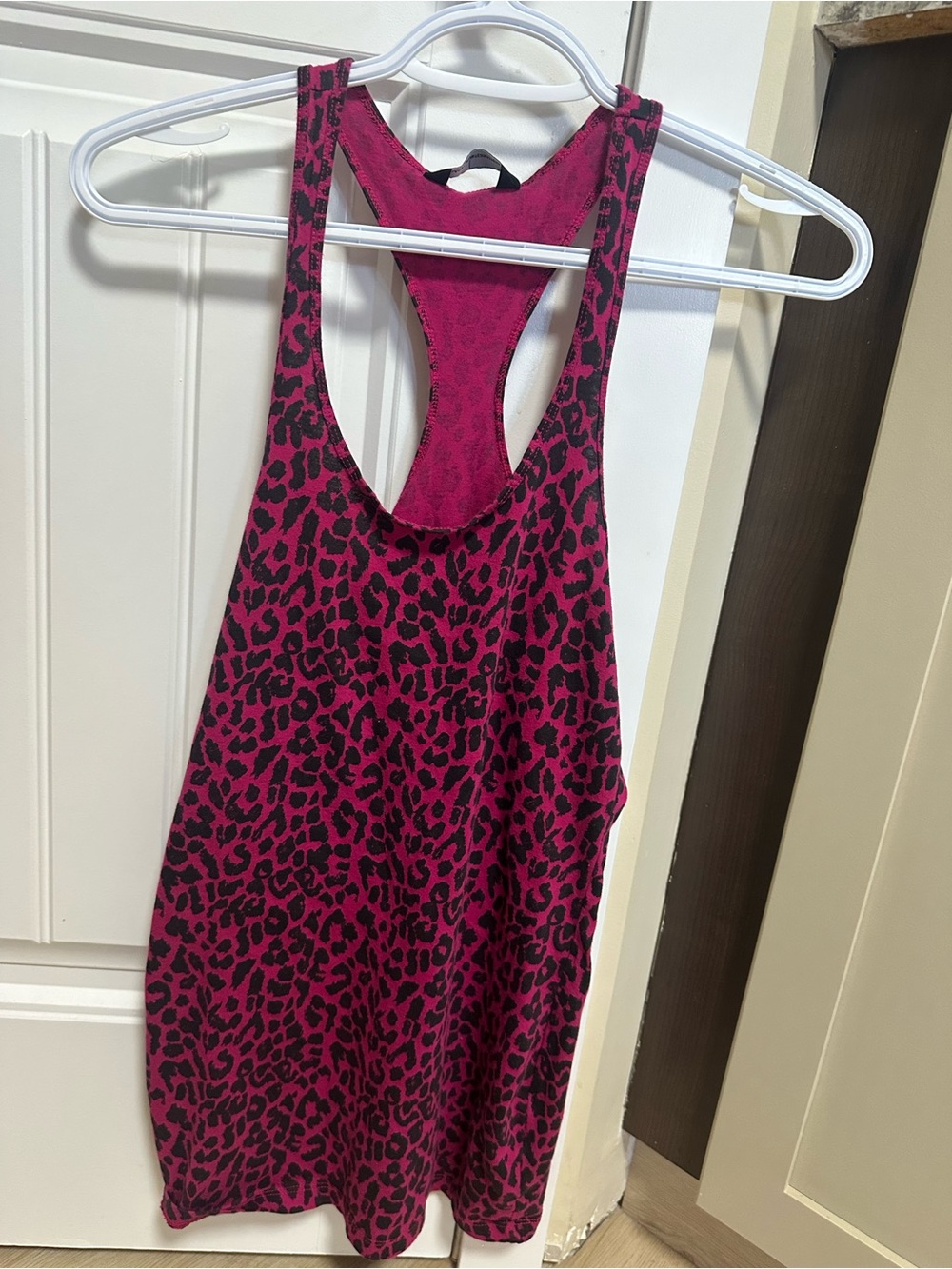 Y2K leopard print tank top hot pink
